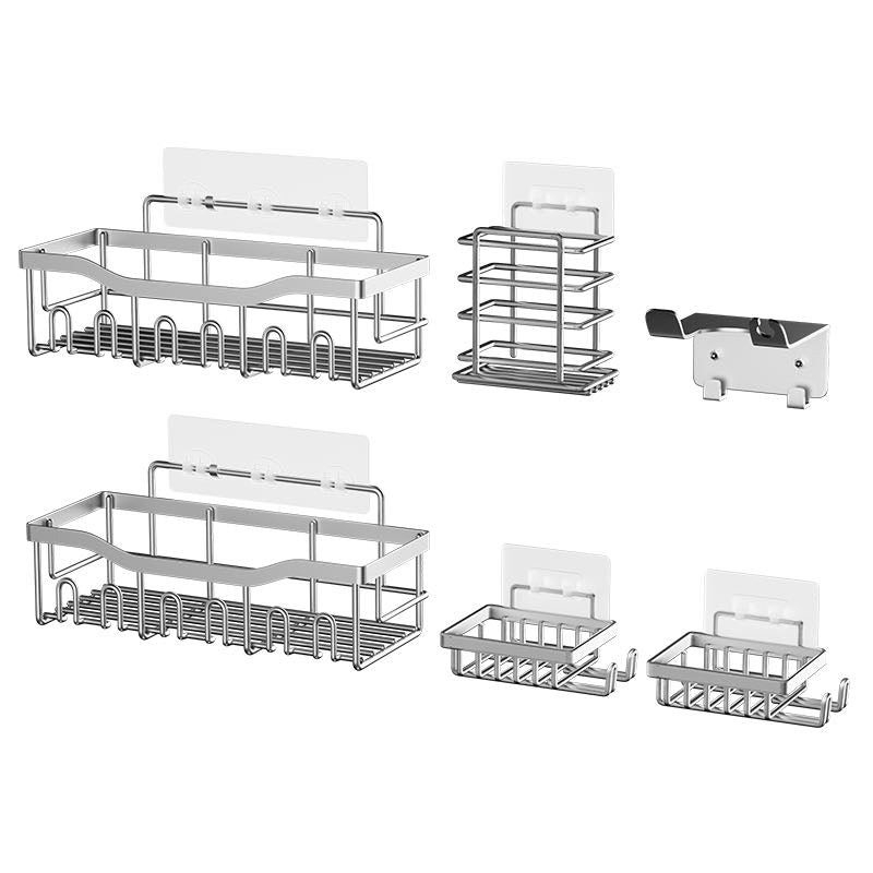 ONAIL Shower Caddy 6 Pack,Adhesive Bathroom Shower Organizer for Bathroom Storage&Home Decor&Kitchen,No Drilling,Large Capacity, Rustproof Stainless Steel Shower Shelves Rack for Inside Shower, Black,grey