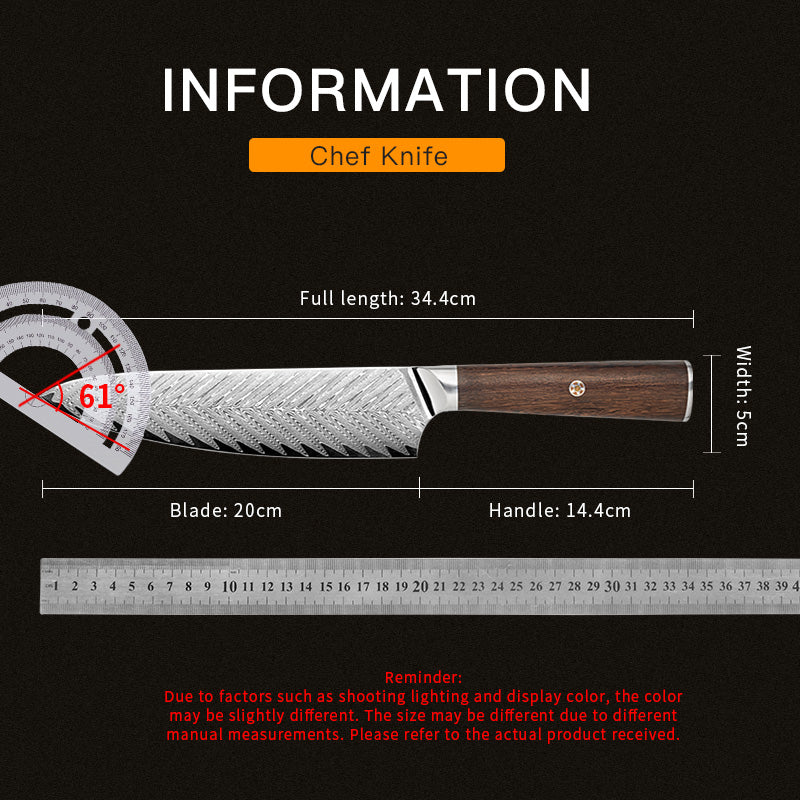 Chef's Knife, 6.7 Inch Kitchen Knife, 67 Layer Stainless Steel, Cutting Vegetables, Fruit Kitchen and Vegetable Knife, Damascus Steel Chef's Knife