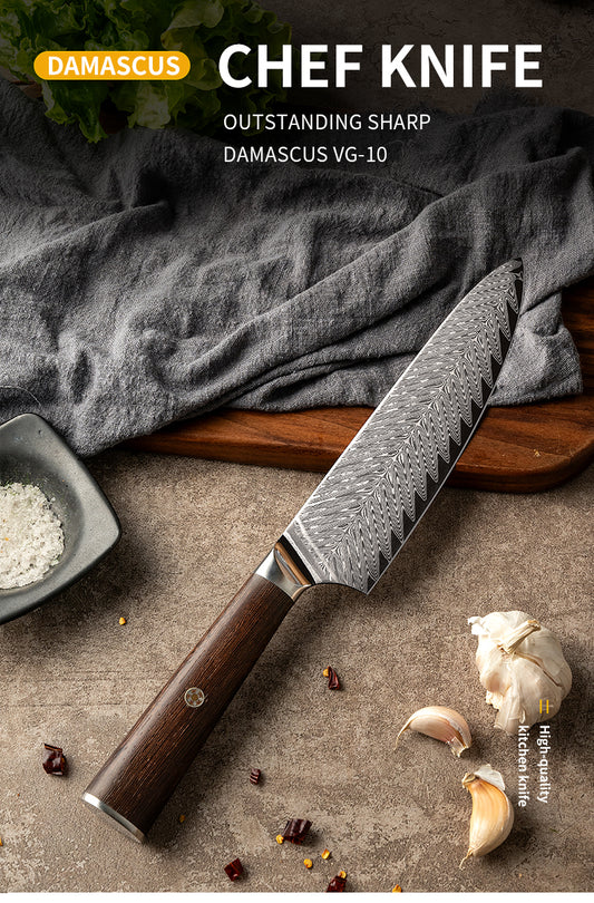 Japanese Damascus Chef Knife – 8 inch Professional VG10 Chefs Knife –Thin, Light Kitchen Knife, Ideal for All-Around Food Preparation,Kitchen knives,fruit knife,with Ergonomic Handle, Gift Box for Family & Restaurant
